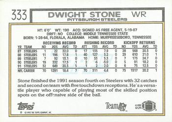 1992 Topps #333 Dwight Stone Back