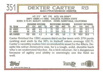 1992 Topps #351 Dexter Carter Back