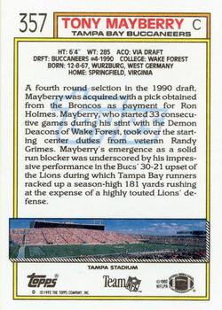 1992 Topps #357 Tony Mayberry Back