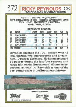1992 Topps #372 Ricky Reynolds Back