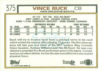 1992 Topps #375 Vince Buck Back