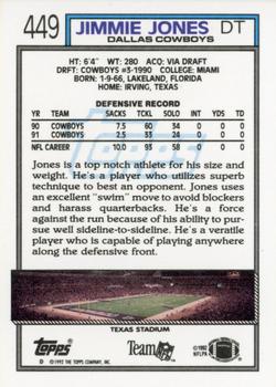1992 Topps #449 Jimmie Jones Back