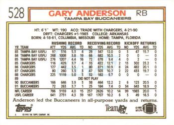 1992 Topps #528 Gary Anderson Back