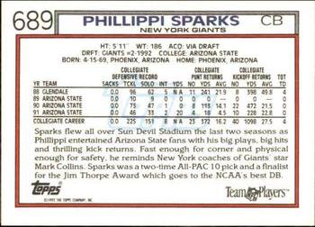 1992 Topps #689 Phillippi Sparks Back