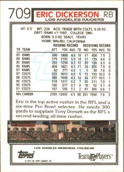 1992 Topps #709 Eric Dickerson Back