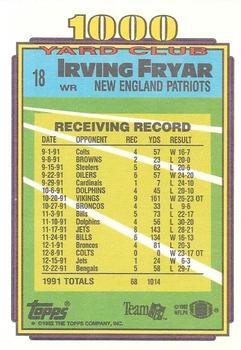 1992 Topps - 1000 Yard Club #18 Irving Fryar Back