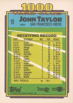 1992 Topps - 1000 Yard Club #19 John Taylor Back