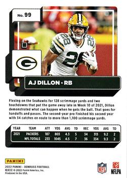 2022 Donruss #99 AJ Dillon Back