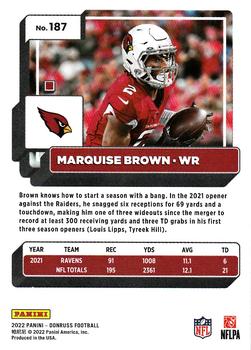 2022 Donruss #187 Marquise Brown Back