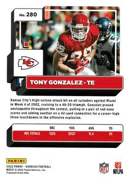 2022 Donruss #280 Tony Gonzalez Back