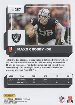 2022 Donruss #287 Maxx Crosby Back