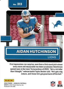 2022 Donruss #313 Aidan Hutchinson Back
