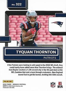 2022 Donruss #322 Tyquan Thornton Back