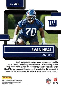 2022 Donruss #398 Evan Neal Back