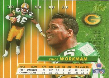 1992 Ultra #139 Vince Workman Back