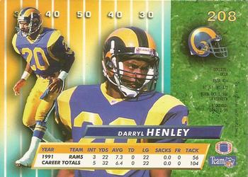 1992 Ultra #208 Darryl Henley Back