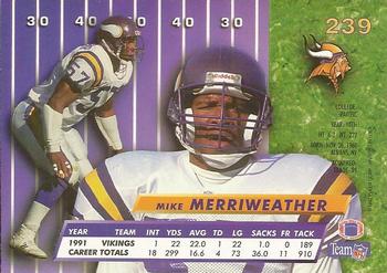 1992 Ultra #239 Mike Merriweather Back