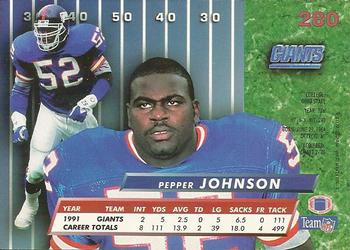 1992 Ultra #280 Pepper Johnson Back
