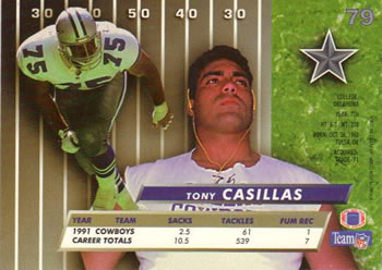 1992 Ultra #79 Tony Casillas Back