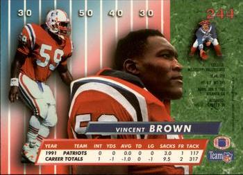 1992 Ultra #244 Vincent Brown Back