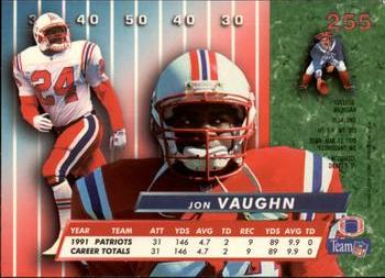 1992 Ultra #255 Jon Vaughn Back
