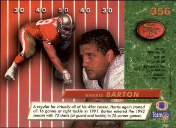 1992 Ultra #356 Harris Barton Back