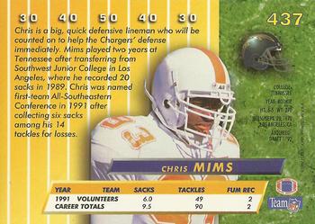 1992 Ultra #437 Chris Mims Back