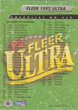 1992 Ultra #450 Checklist: 341-450 Back
