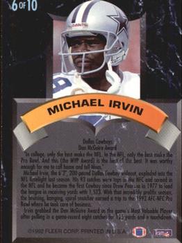 1992 Ultra - Award Winners #6 Michael Irvin Back