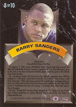 1992 Ultra - Award Winners #8 Barry Sanders Back