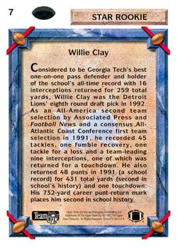 1992 Upper Deck #7 Willie Clay Back
