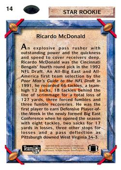 1992 Upper Deck #14 Ricardo McDonald Back
