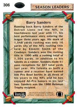 1992 Upper Deck #306 Barry Sanders Back