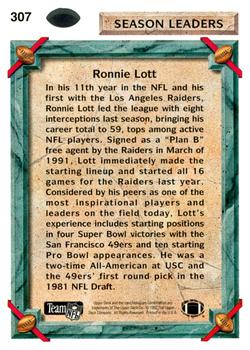 1992 Upper Deck #307 Ronnie Lott Back