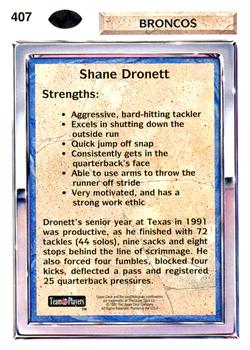 1992 Upper Deck #407 Shane Dronett Back