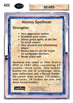 1992 Upper Deck #422 Alonzo Spellman Back