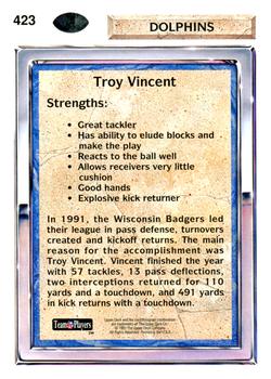 1992 Upper Deck #423 Troy Vincent Back