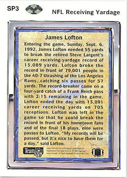 1992 Upper Deck #SP3 James Lofton Back