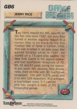 1992 Upper Deck - Game Breakers #GB6 Jerry Rice Back