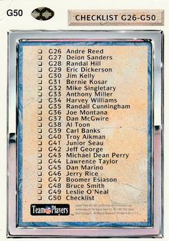 1992 Upper Deck - Gold #G50 Checklist: G1-G50 Back