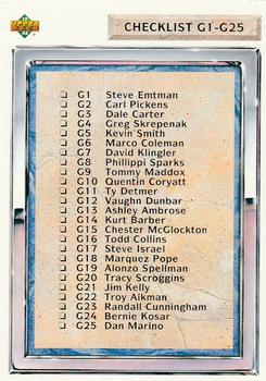1992 Upper Deck - Gold #G50 Checklist: G1-G50 Front
