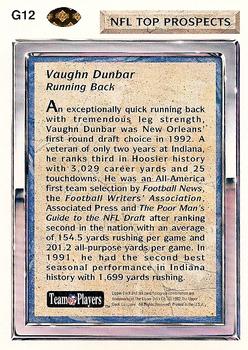 1992 Upper Deck - Gold #G12 Vaughn Dunbar Back