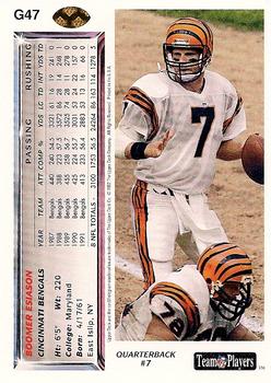 1992 Upper Deck - Gold #G47 Boomer Esiason Back