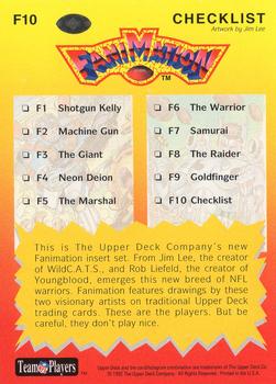 1992 Upper Deck - NFL Fanimation #F10 Jim Kelly / Dan Marino Back