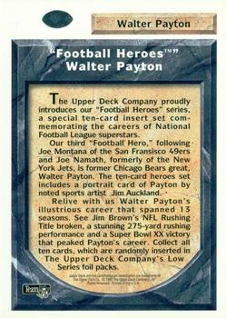 1992 Upper Deck - Football Heroes: Walter Payton #NNO Header Card Back