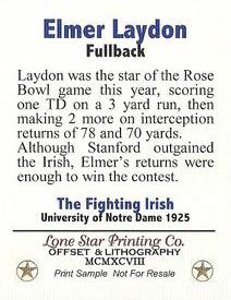 1998 Lone Star Printing Co. '25 The Four Horsemen of Notre Dame #NNO Elmer Layden Back