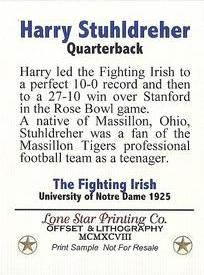 1998 Lone Star Printing Co. '25 The Four Horsemen of Notre Dame #NNO Harry Stuhldreher Back