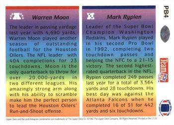 1992 Upper Deck - Pro Bowl #PB4 Warren Moon / Mark Rypien Back