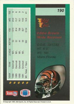 1992 Wild Card #190 Eddie Brown Back