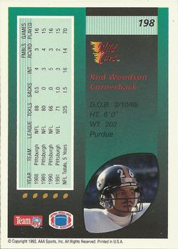 1992 Wild Card #198 Rod Woodson Back